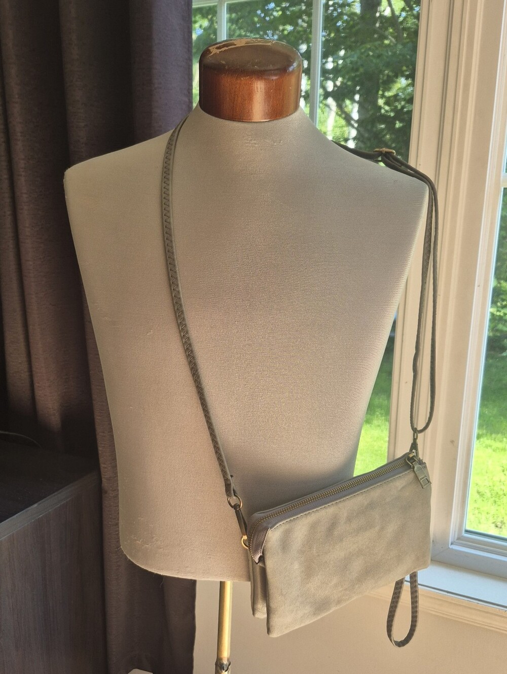 Gray Crossbody Wristlet Bag